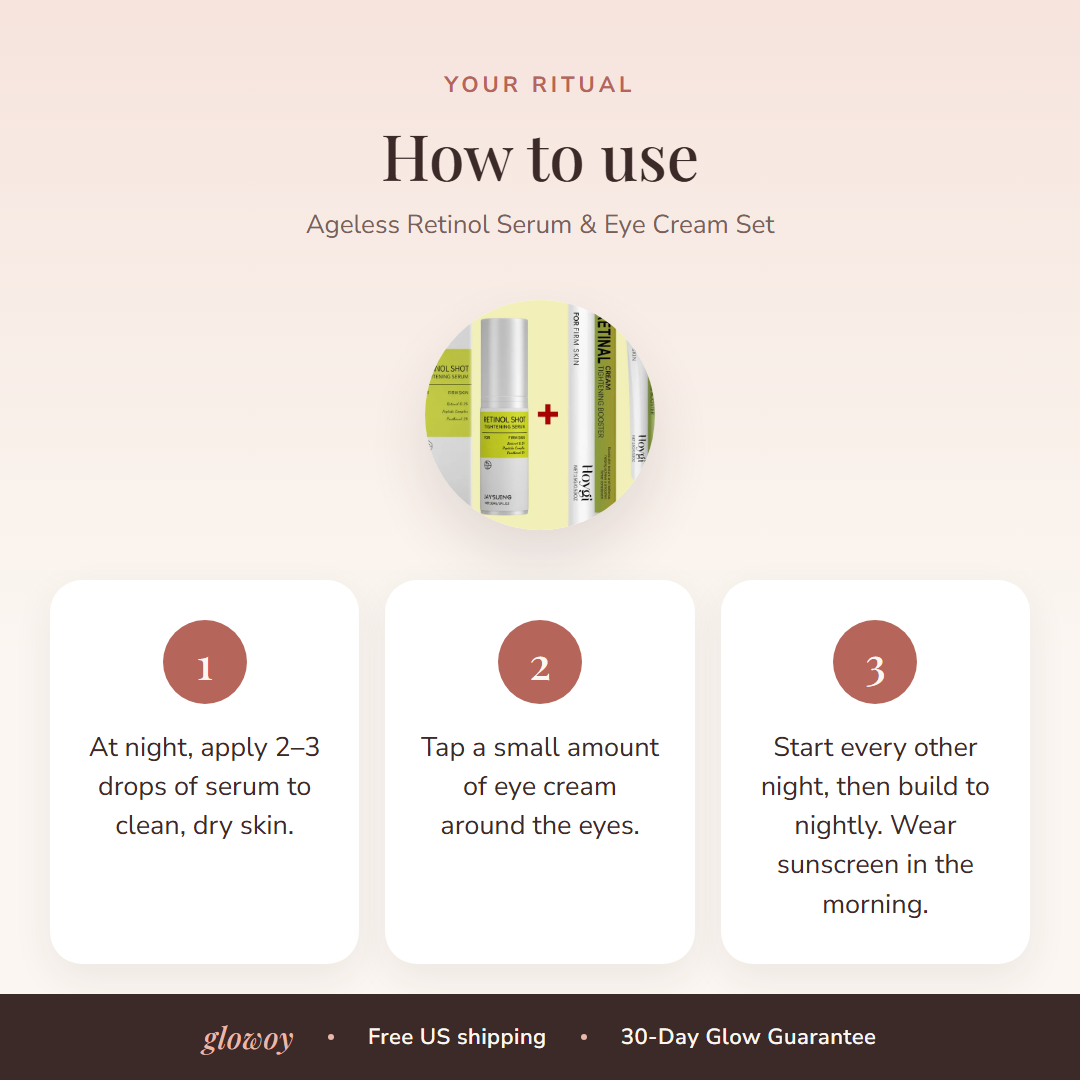 How to use Ageless Retinol Serum Eye Cream Set