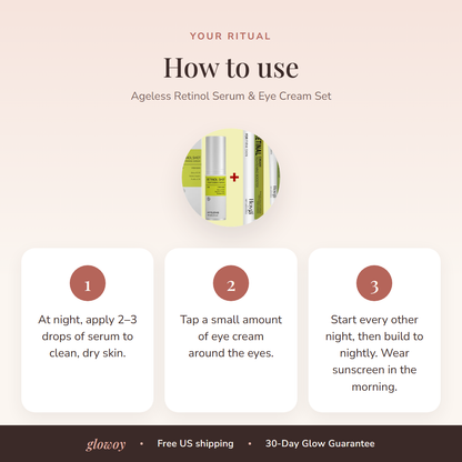 How to use Ageless Retinol Serum Eye Cream Set