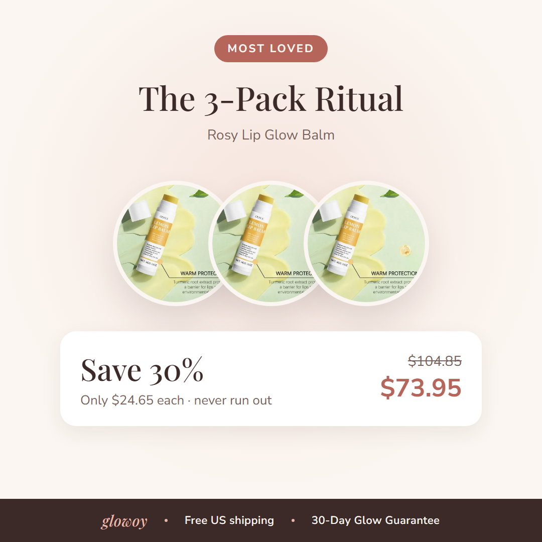 Rosy Lip Glow Balm 3-pack, save 30%